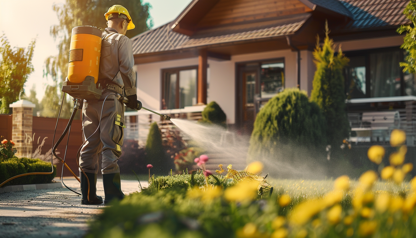 Person spraying garden